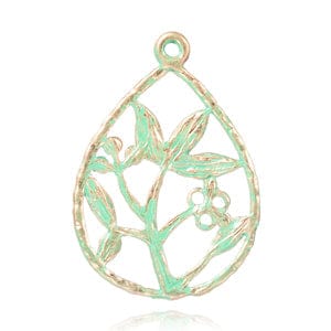 BeadsBalzar Beads & Crafts (PP5701) Drop with Flower Alloy Pendants, 31MM