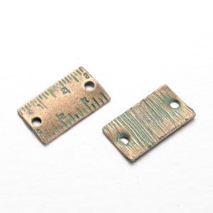 BeadsBalzar Beads & Crafts (PP5703) Ruler Alloy Links, Antique Bronze & Green Patina Size: about 21.5mm wide,