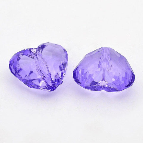BeadsBalzar Beads & Crafts PURPLE (AH8314-7) (AH8314-X) Transparent Acrylic Beads, Heart, 25mm (5 PCS)