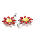 BeadsBalzar Beads & Crafts RED (SF8722-01) (SF8722-X) 304 Stainless Steel Charms, with Enamel, Flower, 7.5x10mm (5 PCS)