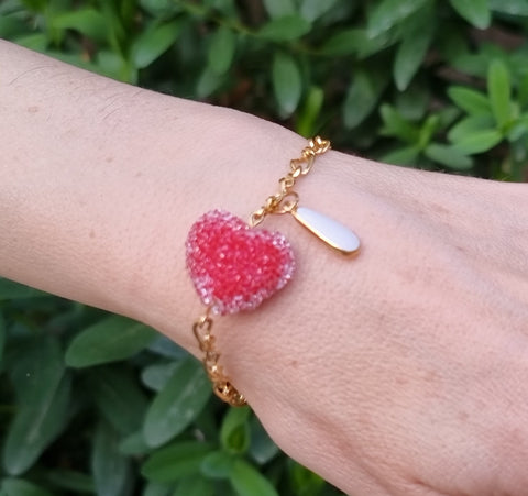 BeadsBalzar Beads & Crafts (RH7253-01) Resin with Crystal Rhinestone, Heart, Red 22mm (2 PCS)