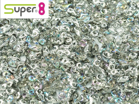 BeadsBalzar Beads & Crafts (S8-00030-98530) SUPER8® 2,2 X 4,7 MM CRYSTAL SILVER RAINBOW