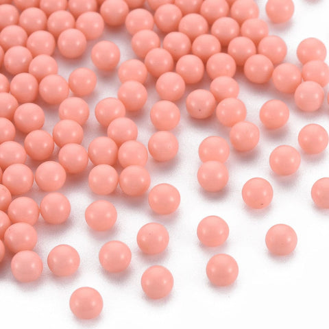 BeadsBalzar Beads & Crafts SALMON (AB8475-07) (AB8475-X) Opaque Acrylic Beads, NO HOLE, Round, 4mm (10 GMS / +-250 PCS)