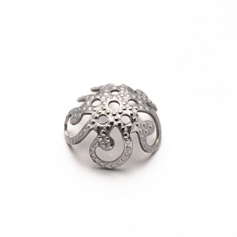 BeadsBalzar Beads & Crafts (SB4617) 5-Petal 304 Stainless Steel Bead Caps (10 PCS)