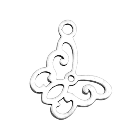BeadsBalzar Beads & Crafts (SB4704) 304 Stainless Steel Pendants, Butterfly, Stainless Steel Color (2 PCS)