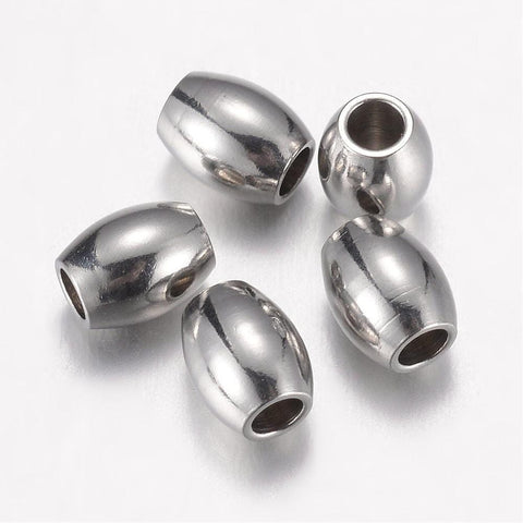 BeadsBalzar Beads & Crafts (SB5248) 304 Stainless Steel Spacer Beads, Barrel, Stainless Steel 5MM
