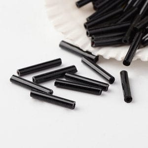 BeadsBalzar Beads & Crafts (SB5720B) FGB® Opaque Colours Glass Bugle Beads, Grade A, Black 12MM (30 GRAMS)