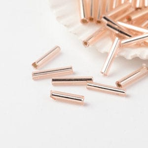 BeadsBalzar Beads & Crafts (SB5720D) FGB® Silver Lined Glass Bugle Beads, Grade A, MistyRose 9MM (30 GMS)