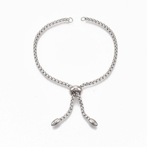 BeadsBalzar Beads & Crafts (SB7287-P) Adjustable 304 Stainless Steel Slider Bracelets (22cm)