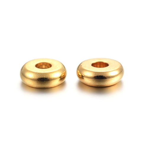 BeadsBalzar Beads & Crafts (SB7682-G) GOLDEN (SB7682-X) 304 Stainless Steel Spacer Beads, Flat Round, 4x1.2mm (10 PCS)