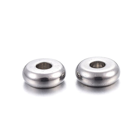BeadsBalzar Beads & Crafts (SB7682-S) STAINLESS STEEL (SB7682-X) 304 Stainless Steel Spacer Beads, Flat Round, 4x1.2mm (10 PCS)