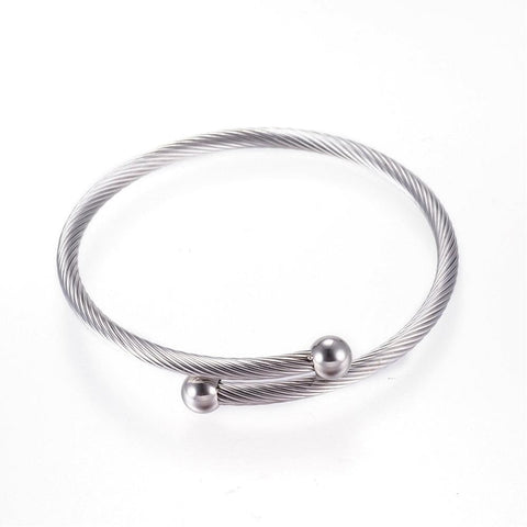 BeadsBalzar Beads & Crafts (SB8202-01) 304 Stainless Steel Bangles, Torque Bangle (1 PC)
