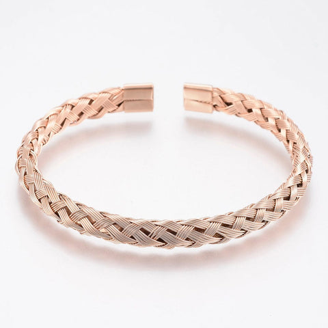 BeadsBalzar Beads & Crafts (SB8203-RG) 304 Stainless Steel Cuff Bangles Torque Bangles, Rose Gold (1 PC)