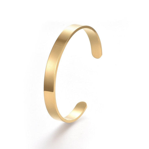 BeadsBalzar Beads & Crafts (SB8212-G) 304 Stainless Steel Blank Custom Engraved Name Text Bangle, Golden (1 PC)