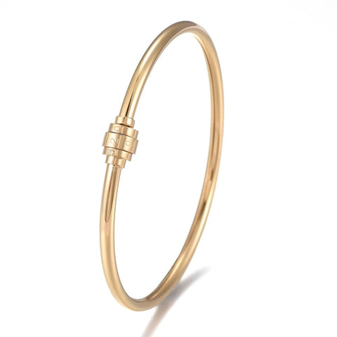 BeadsBalzar Beads & Crafts (SB8213-03B) Ion Plating(IP) 304 Stainless Steel Torque Bangles, 520 Password Unlock (1 PC)