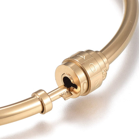 BeadsBalzar Beads & Crafts (SB8213-03B) Ion Plating(IP) 304 Stainless Steel Torque Bangles, 520 Password Unlock (1 PC)