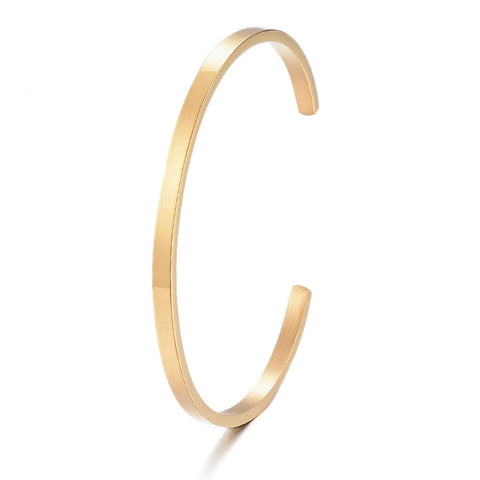 BeadsBalzar Beads & Crafts (SB8231-02G) 304 Stainless Steel Cuff Bangle, Real 18K Gold Plated 6.1~6.5cm inner diameter, 3.5mm wide