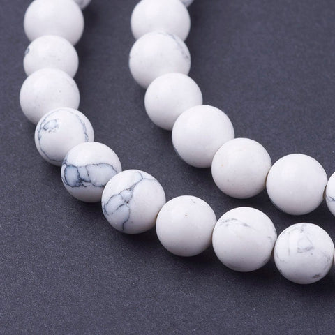 BeadsBalzar Beads & Crafts (SB8237-6) Synthetic Howlite Beads Strands, Round 6mm (1 STR)