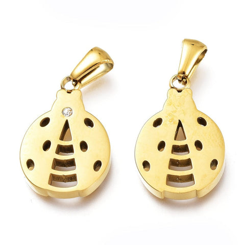 BeadsBalzar Beads & Crafts (SB8697-G) Ion Plating(IP) 304 Stainless Stee Ladybug, Golden 14x21.5mm (1 PC)