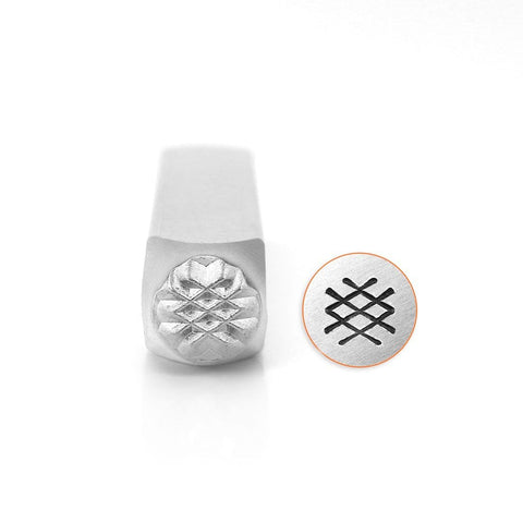 BeadsBalzar Beads & Crafts (SC1528-C-6MM) Crosshatch Texture Design Stamp, 6mm (1 PC)