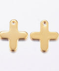 BeadsBalzar Beads & Crafts (SC5254) 304 Stainless Steel Charms, Cross, Golden 12MM (5 PCS)