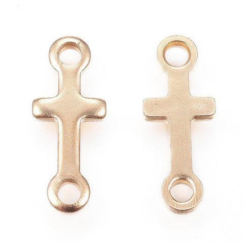 BeadsBalzar Beads & Crafts (SC5257) 304 Stainless Steel Links, Cross, Golden 18MM (5 PCS)