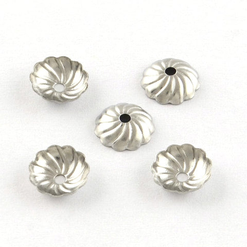 BeadsBalzar Beads & Crafts (SC5290) Flower 304 Stainless Steel Bead Caps, Stainless Steel 8MM