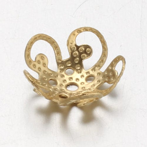 BeadsBalzar Beads & Crafts (SC5291) 5-Petal 304 Stainless Steel Flower Bead Caps, Golden 10MM