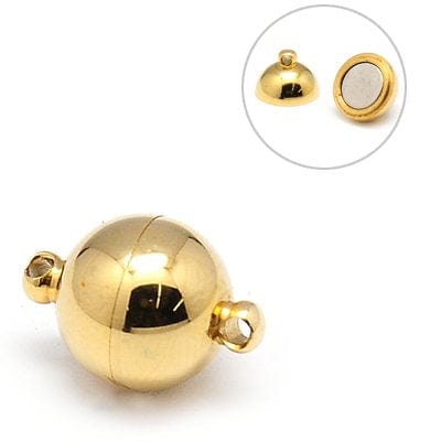 BeadsBalzar Beads & Crafts (SC5354) 304 Stainless Steel Magnetic Clasps, Ion Round, Golden 10x14mm  (1 set)