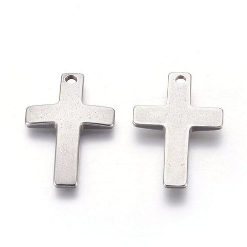BeadsBalzar Beads & Crafts (SC5554) 304 Stainless Steel Pendants, Cross, Stainless Steel 30MM (2 PCS)