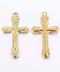 BeadsBalzar Beads & Crafts (SC6372A) 304 Stainless Steel Pendants, Crucifix Cross, Golden  Size: about 19mm wide, 33mm long (2 PCS)