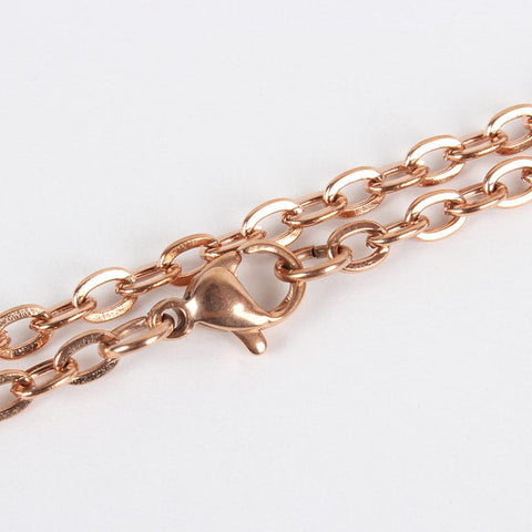 BeadsBalzar Beads & Crafts (SC6419A) 304 Stainless Steel Cable Chain, Rose Gold Size: about 23.6"(59.9cm) long, ring: