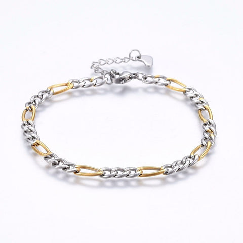 BeadsBalzar Beads & Crafts (SC6569A) 304 Stainless Steel Figaro Chain Bracelets,,  4.5mm wide,(19cm)