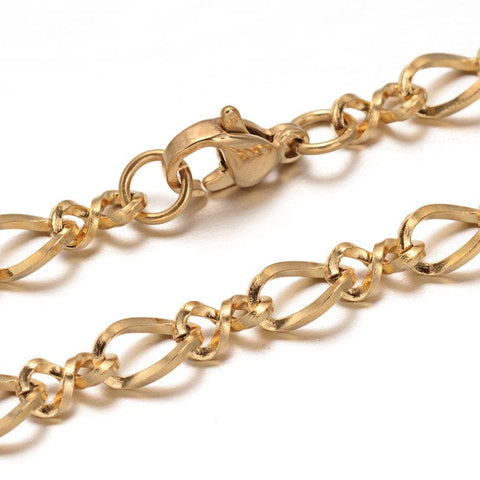 BeadsBalzar Beads & Crafts (SC6570A) 304 Stainless Steel Chain Bracelets, Golden about 8-1-8"(205mm) long,