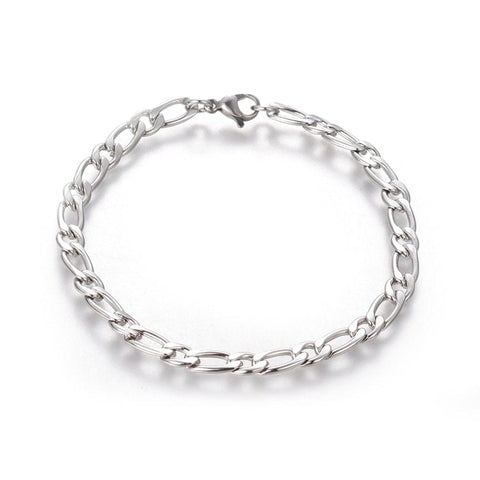 BeadsBalzar Beads & Crafts (SC6571A) 304 Stainless Steel Figaro Chain Bracelets, 5mm wide (20.4cm)