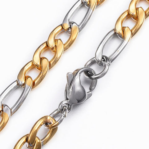 BeadsBalzar Beads & Crafts (SC6584A) 304 Stainless Steel Figaro Necklaces, 60cm) Long