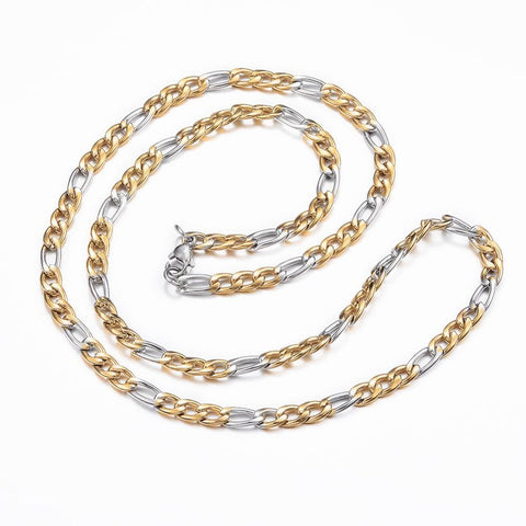 BeadsBalzar Beads & Crafts (SC6584A) 304 Stainless Steel Figaro Necklaces, 60cm) Long