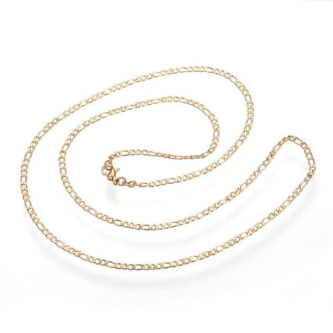 BeadsBalzar Beads & Crafts (SC6585A) 304 Stainless Steel Figaro Chain Necklaces, Golden (50cm) long
