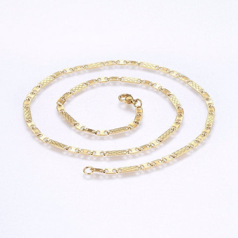 BeadsBalzar Beads & Crafts (SC6616B) 304 Stainless Steel Mariner Link Chains Necklaces, Golden (50cm) long