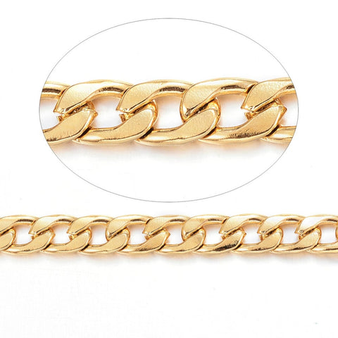 BeadsBalzar Beads & Crafts (SC6734A) 304 Stainless Steel Curb Chains, Unwelded, for Jewelry Making, Golden   (1 METS)