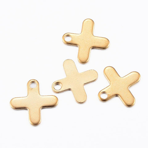 BeadsBalzar Beads & Crafts (SC6762A) 304 Stainless Steel Charms, Greek Cross, Golden Size: about 12mm long, 12mm wide (10 PCS)