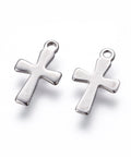 BeadsBalzar Beads & Crafts (SC6833A) 304 Stainless Steel Charms, Cross,about 7mm wide, 12mm long (20 PCS)