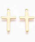BeadsBalzar Beads & Crafts (SC6835A) 304 Stainless Steel Pendants, Cross, Golden Size: about 23mm long (10 PCS)