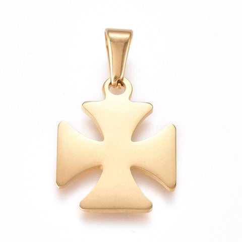 BeadsBalzar Beads & Crafts (SC6903A) 304 Stainless Steel  Maltese Cross, Golden  21X17MM (2 PCS)