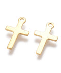 BeadsBalzar Beads & Crafts (SC6905A) 304 Stainless Steel, Cross, Golden 16X10MM (5 PCS)