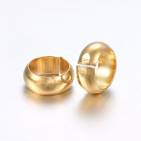 BeadsBalzar Beads & Crafts (SC6909A) 304 Stainless Steel Crimp Beads Covers, Golden 8MM (10 PCS)