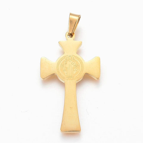 BeadsBalzar Beads & Crafts (SC6916A) 304 Stainless Steel Cross, Golden 20X35MM (1 PC)