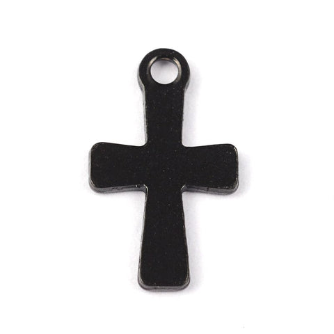 BeadsBalzar Beads & Crafts (SC6921A) Cross 304 Stainless Steel , Gunmetal 12X7MM (8 PCS)