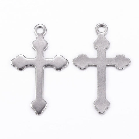 BeadsBalzar Beads & Crafts (SC6922A) 304 Stainless Steel Cross Pendants 18X11MM (8 PCS)