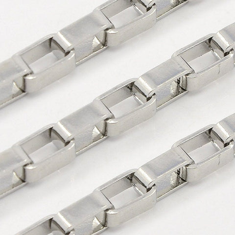 BeadsBalzar Beads & Crafts (SC7015X) 304 Stainless Steel Venetian Chains, Box Chain, 4mm